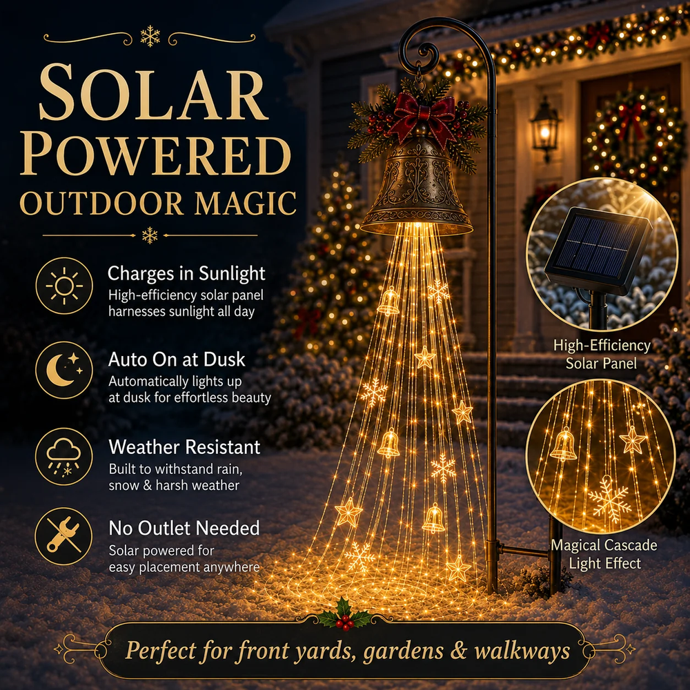 🔥Hot Sale 40% OFF🎄 Christmas Bell Cascade Solar Yard Light✨