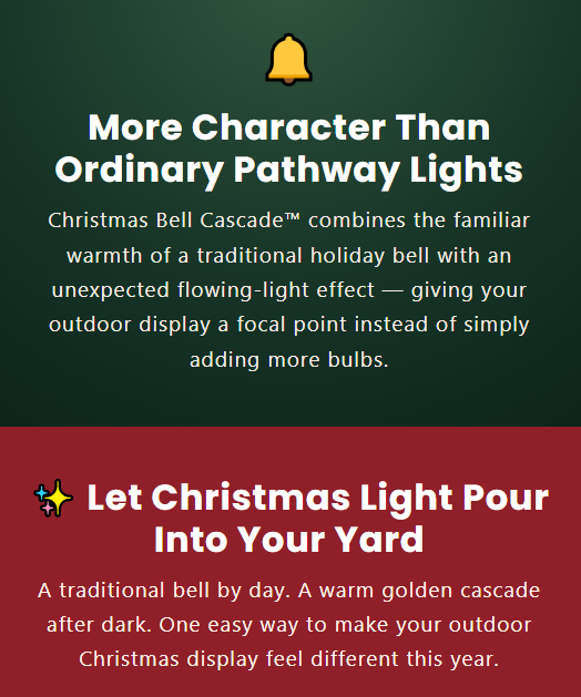 🔥Hot Sale 40% OFF🎄 Christmas Bell Cascade Solar Yard Light✨